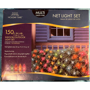 NEW Holiday Time 150 Ct Net Light Multi Color Green Wire Indoor Outdoor WORKS